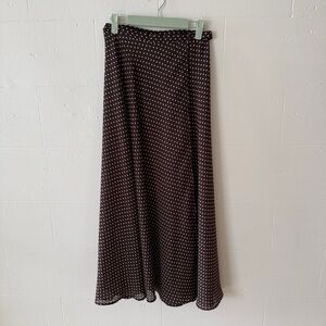 Vintage | 90s Polka Dot Wrap Maxi Skirt | Retro Feminine Skirt | Size Small